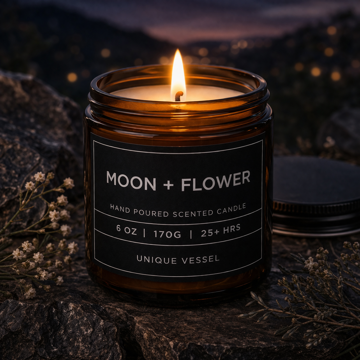 Moon + Flower Scented Candle
